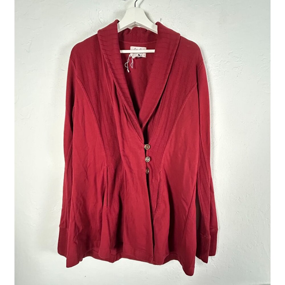 Lucky Lotus By Lucky Brand Womens Red Knit Cardigan Sweater 1X Shawl Collar NWOT